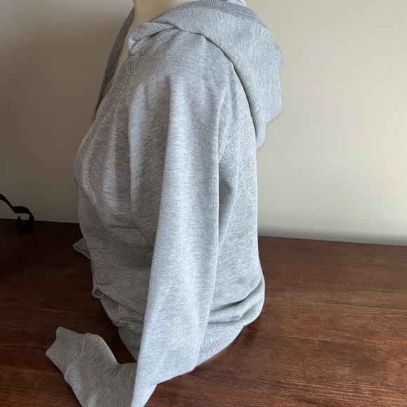 Deep V-neck hoodie basic grey Size L - Picture 2 of 5